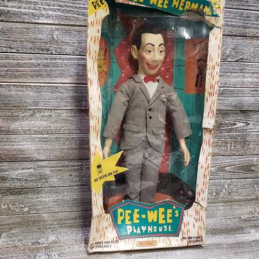 Vintage PEE WEE Herman Talking Doll In BOX, Peewee Pull String Doll, Paul Reubens Pee Wee's Playhouse 80s Tv Show, Matchbox Vintage Toy Doll 