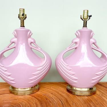 Pair of Art Deco Swan Lamps