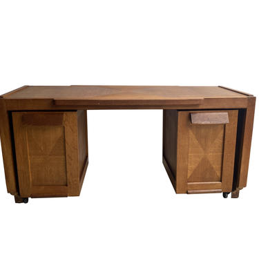 Guillerme & Chambron Desk with Drawer Units, France, 1950’s