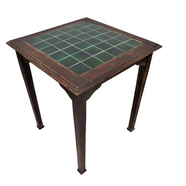 Antique Side Table | English Oak Window Table or Accent Table With Tile Top 