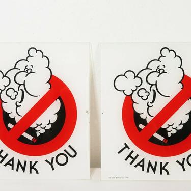 VTG Retro ACRYLIC NO SMOKING SIGN PAIR Lucite 8x9 POP ART Bar Lounge WALL DECOR