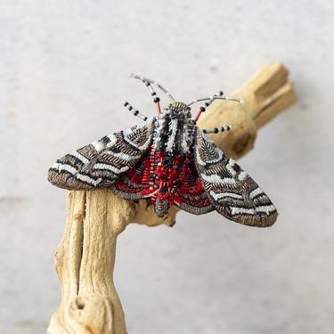 Embroidered Painted Tiger Moth Pin