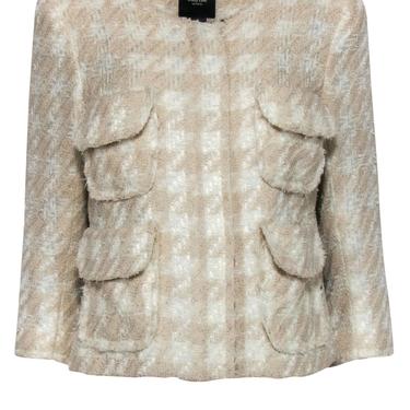 Smythe - Cream Houndstooth Woven Metallic Tweed Jacket Sz 8
