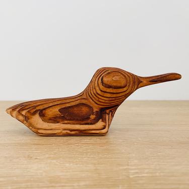 Vintage Wooden Bird Sculpture 