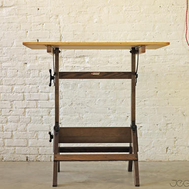 vintage adjustable drafting table by Hamilton Mfg 