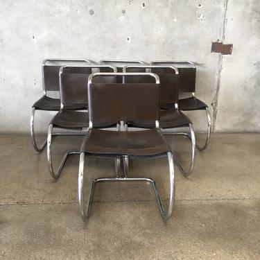 Vintage Set of Six Tubular Chrome Chairs for Knoll