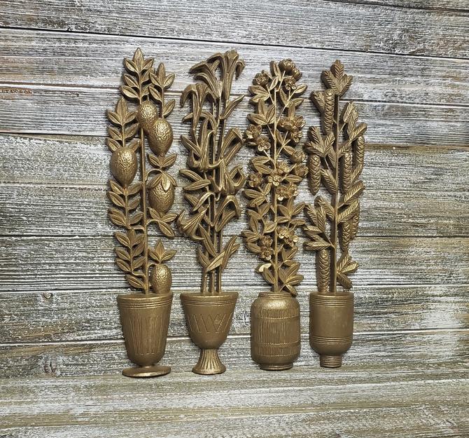 Pair of Burwood wall plaques | mid century cheapest wall hanging floral nature plants