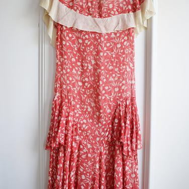 1920s/30s Red Floral Dress | wounded bird 