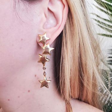 Pretty Gold Star Dangle Earrings
