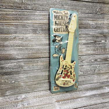 Vintage Mickey Mouse Guitar, Vintage Walt Disney Toy, NOS Mickey Mouse Toy Guitar, 1950s Mickey Mouse Toy, Cartoon TV Character, Vintage Toy 