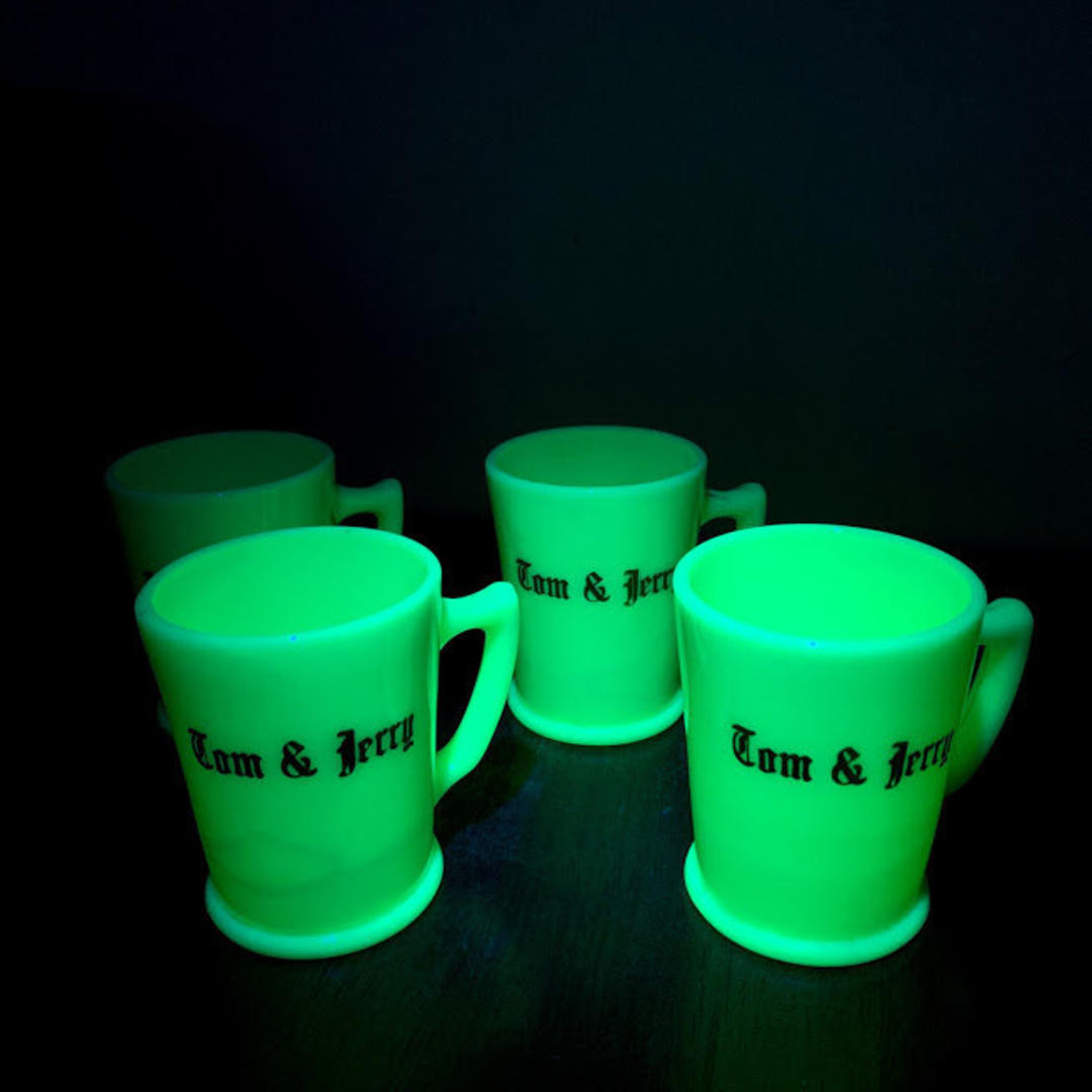 Vintage McKee Glass Custard Glass Tom and Jerry Vaseline Glass Over