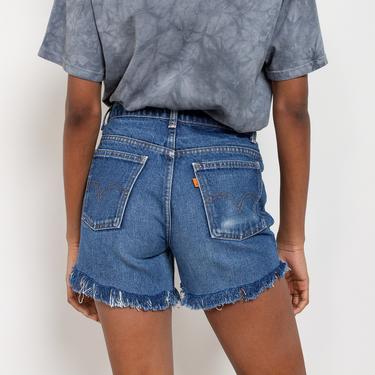 LEVI'S BOYFRIEND SHORTS cut offs denim faded Vintage festival slouchy frayed hem / 38 Inch Hips / Size 5 6 