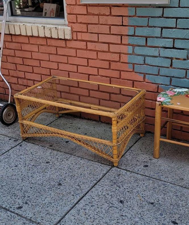 Two Level Wicker Cocktail Table
