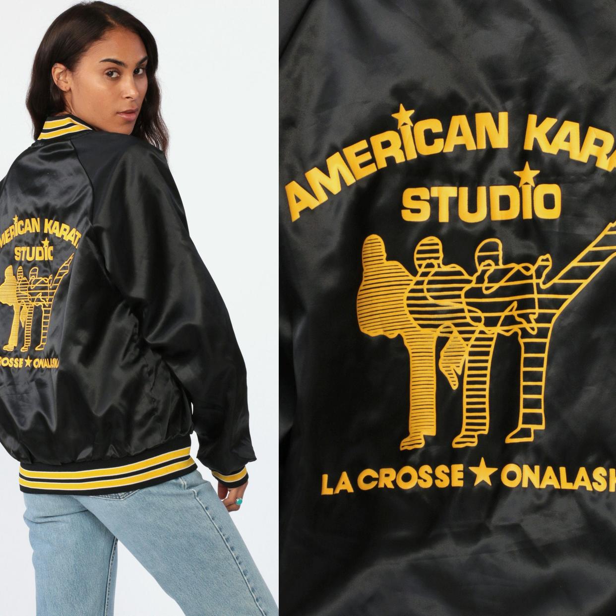 Karate Bomber Jacket 80s KARATE STUDIO Baseball Striped | Shop 