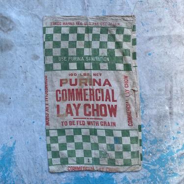 Vintage Purina Commercial Lay Chow Feed Sack Rustic Textile 