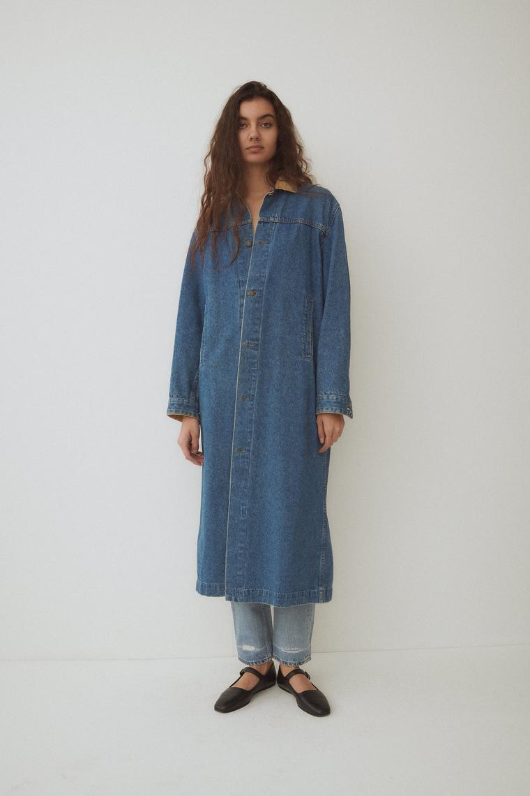 Vintage Corduroy Collar Denim Duster | Desert Vintage | Tucson, AZ