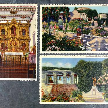 Stunning Mission San Juan Capistrano California Vintage Postcards - 1940s - Set of 3 - Unused Linen Postcards |  FREE SHIPPING 