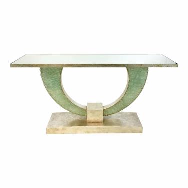 Currey & Co. Modern Green Sea Glass Console Table Prototype