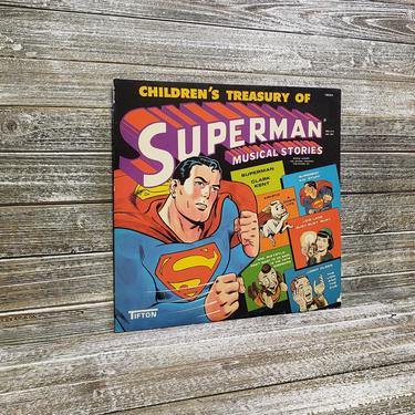 Vintage Superman Record, Childrens Treasury of Musical Stories, Superhero Songs LP Album, Tifton Records, 78004, Vintage Vinyl Record 