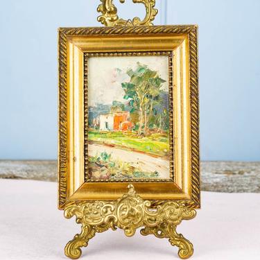 Vintage Framed Painting with Easel