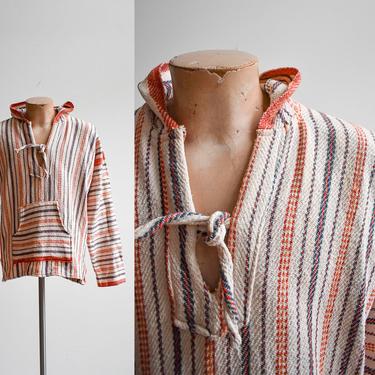 Vintage Striped Woven Beach Pullover 