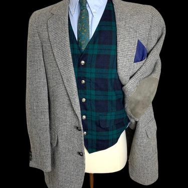 Vintage HARRIS TWEED Wool Blazer ~ 40 Long ~ Donegal ~ jacket / sport coat ~ Elbow Patches ~ Preppy / Ivy Style / Trad ~ 