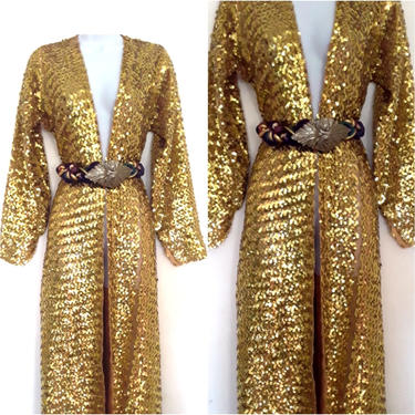 Rare 1970's Vintage gold SEQUIN Duster MAXI DRESS | Retrospect Vintage  Fashion - San Francisco, CA | ATTIC