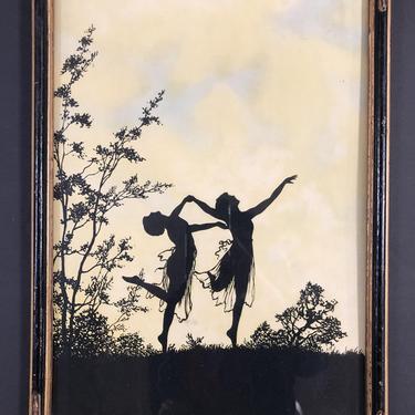 Silhouette &amp;quot;The Four Seasons&amp;quot; Print in Original Frame BY FIDUS, Circa 1900 