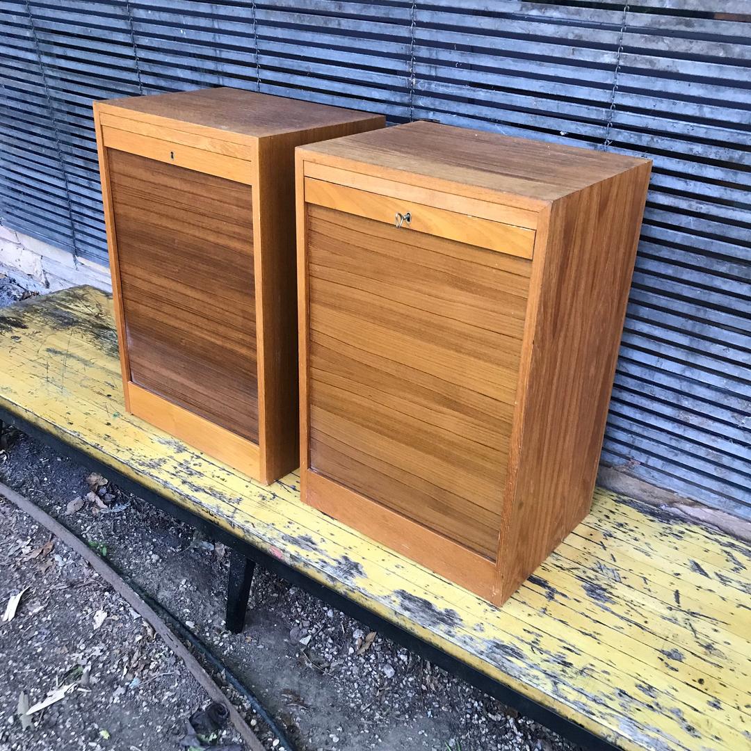 2 Teak Filing Hans Wegner style Vintage MidCentury Danish