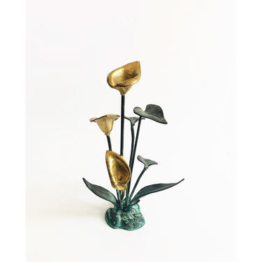 Vintage Vertigris Brass Plant Sculpture 