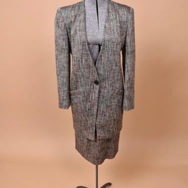 Tweed Skirt Suit with Long Blazer By Christian Dior, XS