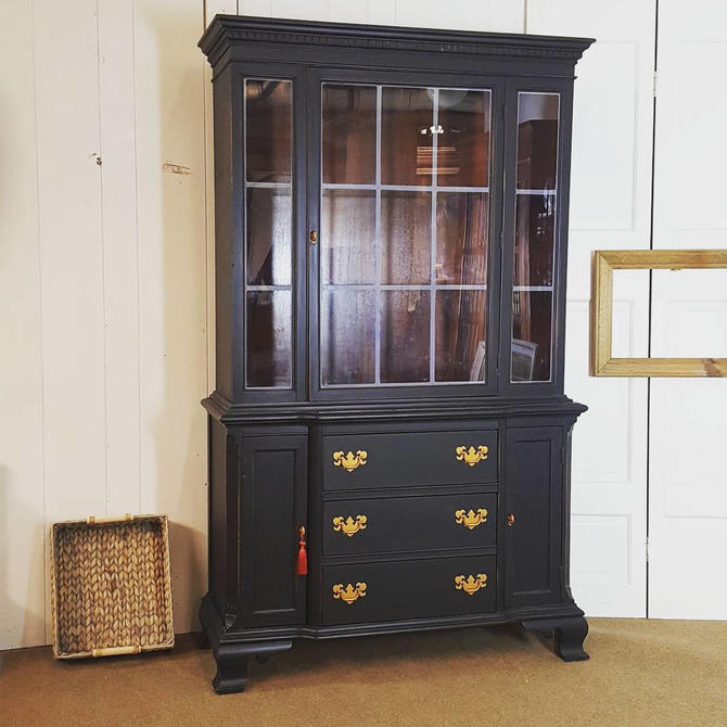 Black China cabinet / slightly distressed. by UniquebyRuth from Unique ...