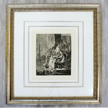 Antique 17th Cent. Framed Rembrandt Style Durand Christ Before Pilate Etching 