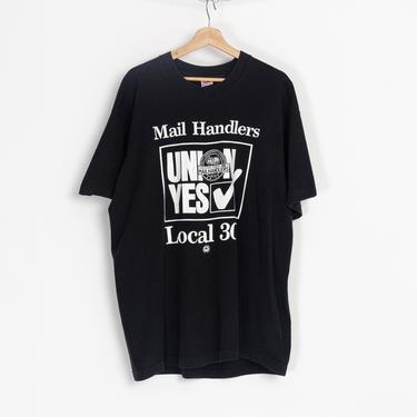 90s Mail Handlers Union T Shirt - XXL | Vintage Black Oversized Postal Workers Graphic Tee 