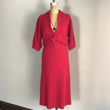 Vintage 50s &quot;A Bermuda Original&quot; Wool Knit 2 Piece Matching Set 