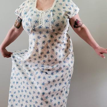 1930's Pique Cotton Day Dress - 30s Farm Dress - 30's Women's Vintage Size 16 / Size XL 