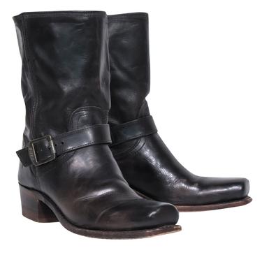 Frye - Dark Brown Leather Western-Style Block Heel Booties Sz 10