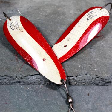 Vintage Daredevil Fishing Lures - Set of 2 - Circa 1950s - Classic Red & White Metal Lures | FREE SHIPPING 