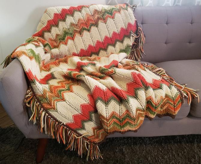 Handmade hotsell ZigZag Afghan/Lap Blanket, 70s ColorWay