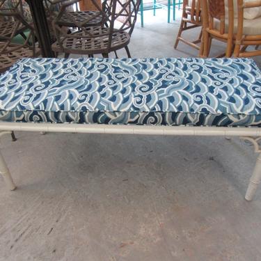 Newly Upholstered Faux Bamboo Bench