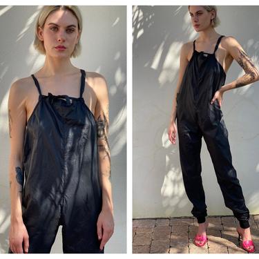 1980's Jumpsuit / Swishy Black WindbreakerTrack Suit / 1980s Street Style / Capezio Dancer Sporty Onesie / Balloon Pants / Warmup 