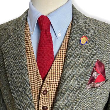 Vintage HARRIS TWEED 100% Wool Blazer ~ 44 R ~ Herringbone ~ jacket / sport coat ~ Preppy / Ivy / Trad ~ Made in Britain 