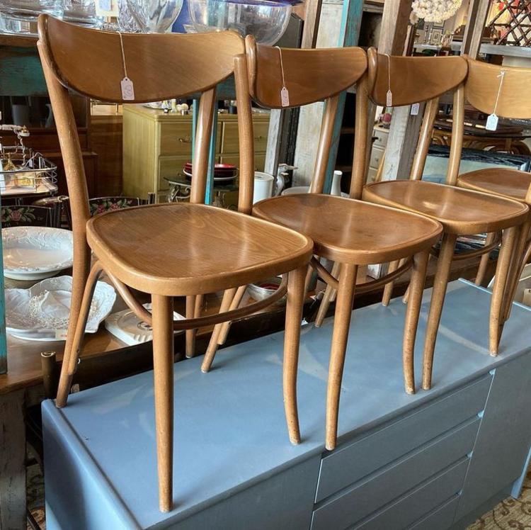 Bentwood mid century chairs, 2 available 15.5” x 16” x 32.5” x 18”