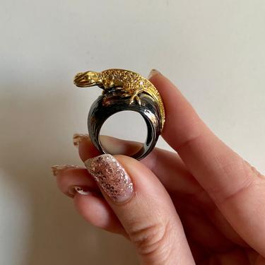 Gold &amp; Jewel Lizard Statement Ring