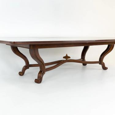 Baker Furniture Contemporary Burlwood and Walnut Clawfoot Dining Table 