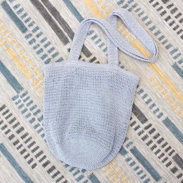 Vintage Early 2000s Y2K Crochet Shoulder Bag - Blue Periwinkle Boho Purse 