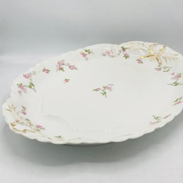 Antique Extra Large Haviland Limoges Oval Serving Turkey Platter 18" Roses with Gold Trim Nice Condition France 