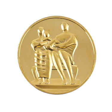 24k Gold Plated Bronze Medal Coin Family Group Henry Moore Medal 