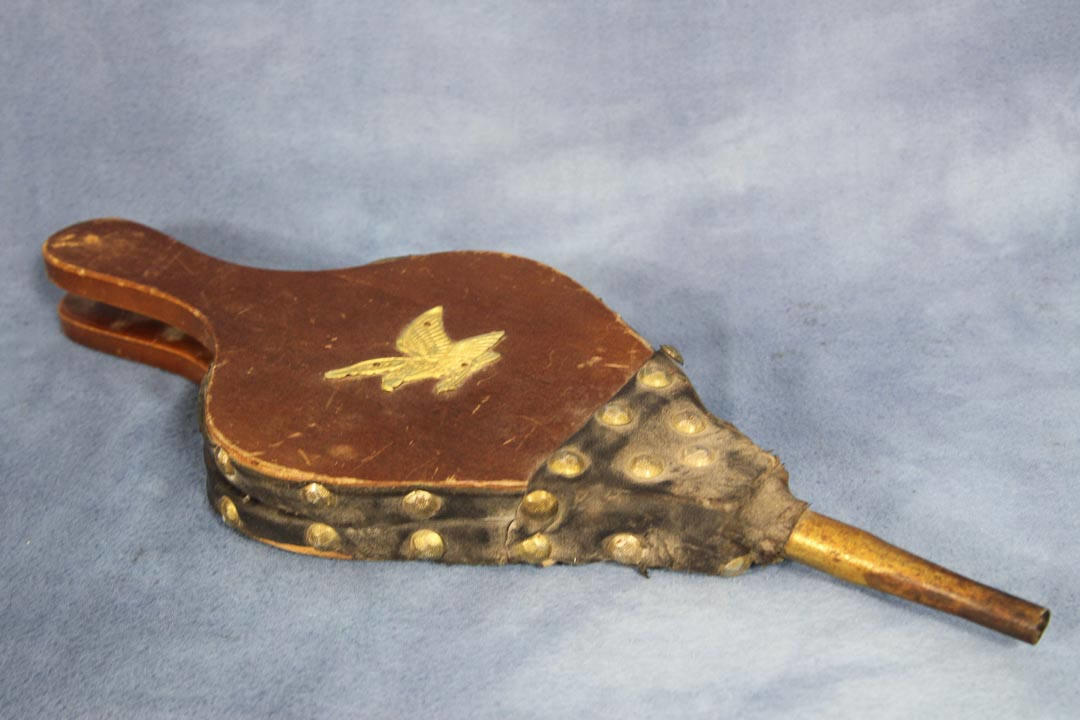Vintage Fireplace Bellows Brass Eagle, Wood Leather Vintage Goofball