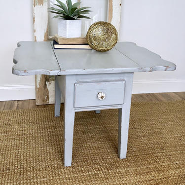 Blue Gray Distressed End Table - Small Living Room Table 